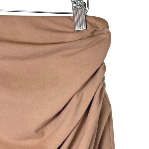 New OPEN EDIT Ruched Tulip Hem Skirt in Tan Cartouche Women’s Sz M - Picture 5 of 10